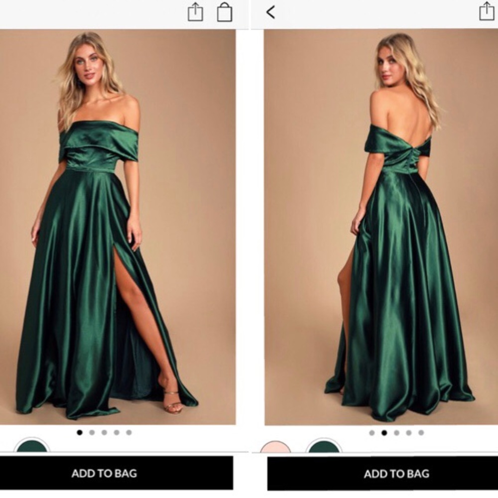 Lulus Dark Green Satin Prom Dress